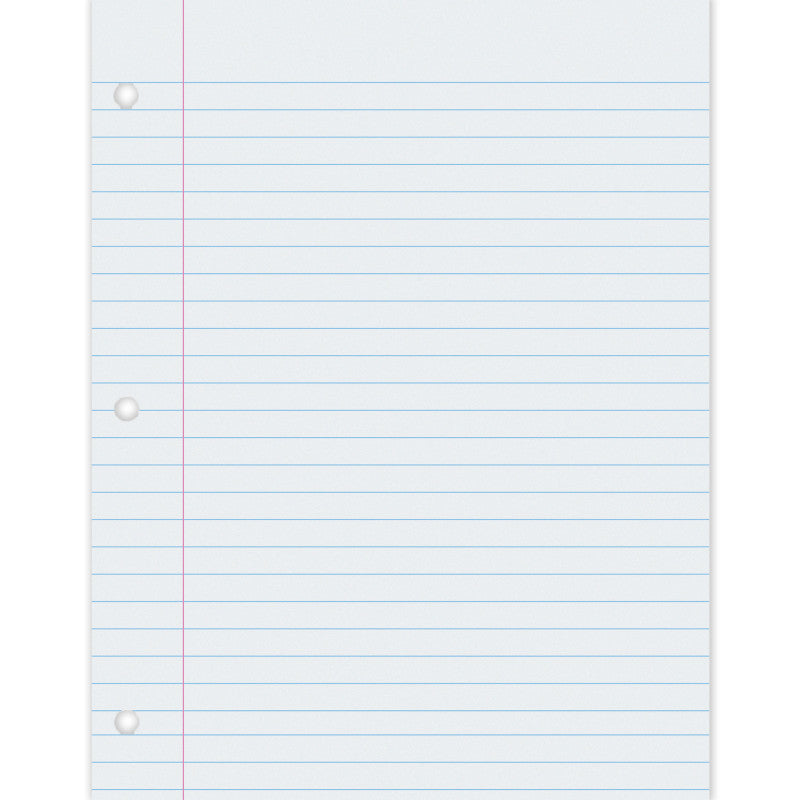 PACON - Composition Paper, White, 3-Hole Punched, Red Margin, 0.375" Ruled, 8-1/2" x 11", 500 Sheets Per Pack, 2 Packs