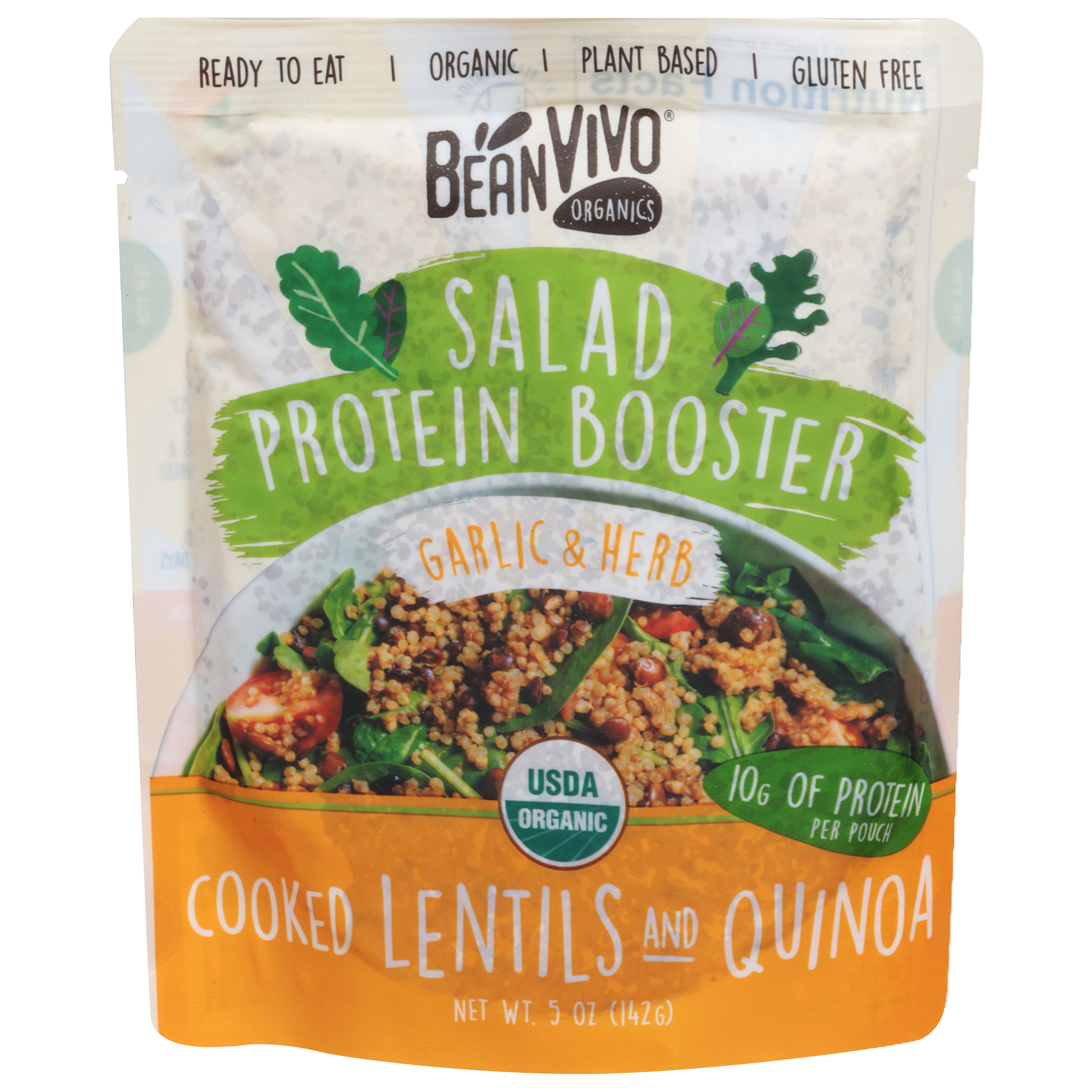 BeanVivo Organics Salad Protein Booster Garlic & Herb Cooked Lentils & Quinoa 5 oz - Case of 6