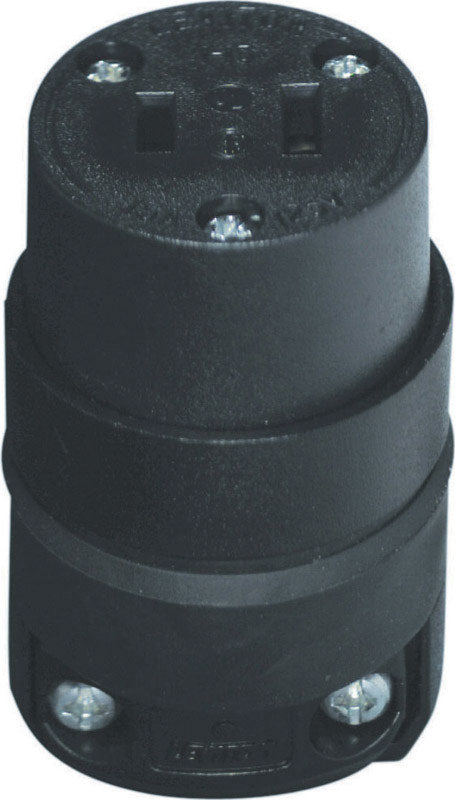 LEVITON - Leviton Commercial and Residential Rubber Non-Polarized Connector 1-15R 18-12 AWG 2 Pole 2 Wire
