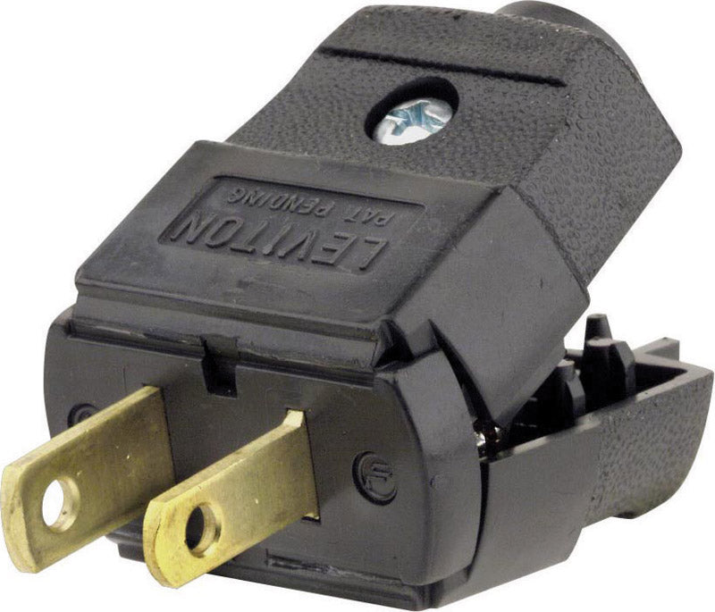 LEVITON - Leviton Residential Thermoplastic Straight Blade Plug 1-15P 20-16 AWG 2 Pole 2 Wire - Case of 10 [037-00101-2EP]