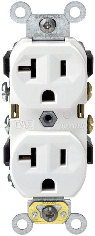 LEVITON - Leviton 20 amps 125 V Duplex White Outlet 5-20R 1 pk [0CR20-0WS]