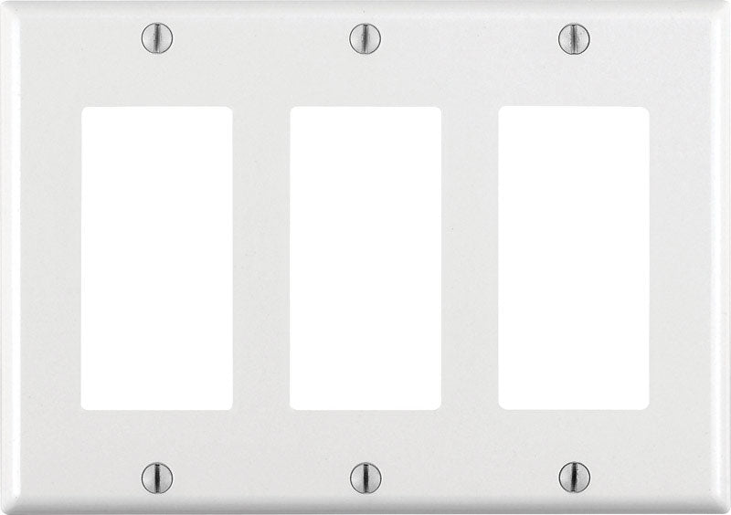 DECORA - Leviton White 3 gang Thermoset Plastic Decorator Wall Plate 1 pk - Case of 10