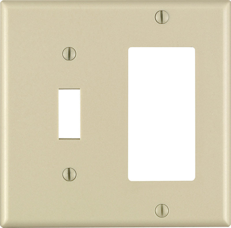 LEVITON - Leviton Decora Ivory 2 gang Thermoset Plastic Decorator/Toggle Wall Plate 1 pk