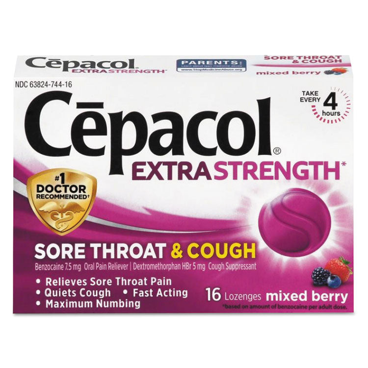 Cepacol - Sore Throat and Cough Lozenges, Mixed Berry, 16/Pack, 24 Packs/Carton