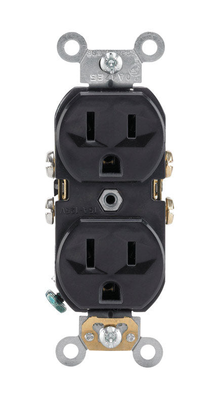 LEVITON MFG CO - Leviton 15 amps 125 V Duplex Black Outlet 5-15R 1 pk - Case of 10 [0BR15-00E]
