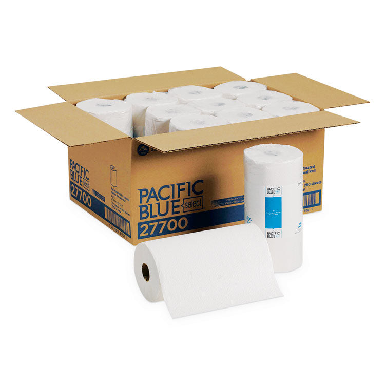 Georgia Pacific Professional - Pacific Blue Select Two-Ply Perforated Paper Kitchen Roll Towels, 2-Ply, 11 x 8.8, White, 250/Roll, 12 Rolls/Carton