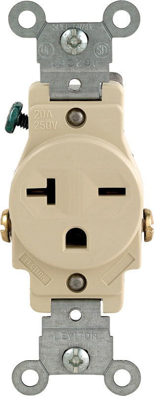 LEVITON - Leviton 20 amps 250 V Single Ivory Outlet 6-20R 1 pk