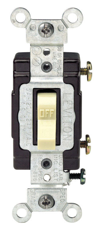 LEVITON MFG. CO. - Leviton Commercial Illuminated 15 amps Toggle Switch Ivory 1 pk