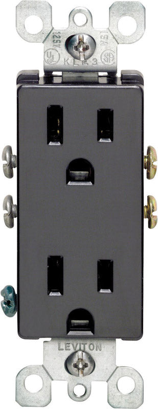 LEVITON MFG. CO. - Leviton Decora 15 amps 125 V Duplex Black Outlet 5-15R 1 pk [05325-0ES]