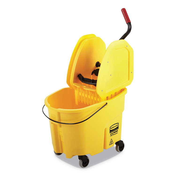Rubbermaid Commercial - WaveBrake 2.0 Bucket/Wringer Combos, Down-Press, 35 qt, Plastic, Yellow