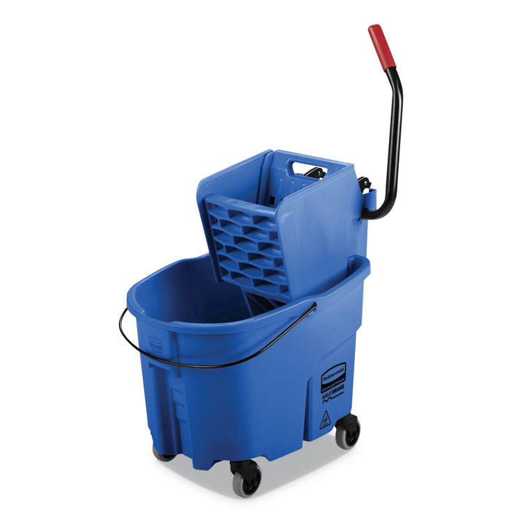 Rubbermaid Commercial - WaveBrake 2.0 Bucket/Wringer Combos, Side-Press, 35 qt, Plastic, Blue