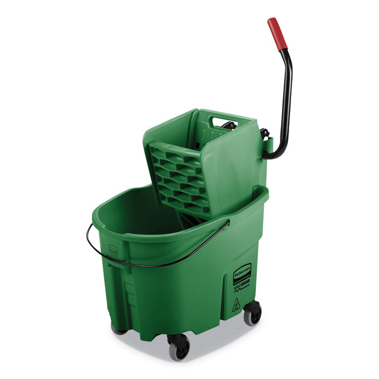 Rubbermaid Commercial - WaveBrake 2.0 Bucket/Wringer Combos, Side-Press, 35 qt, Plastic, Green