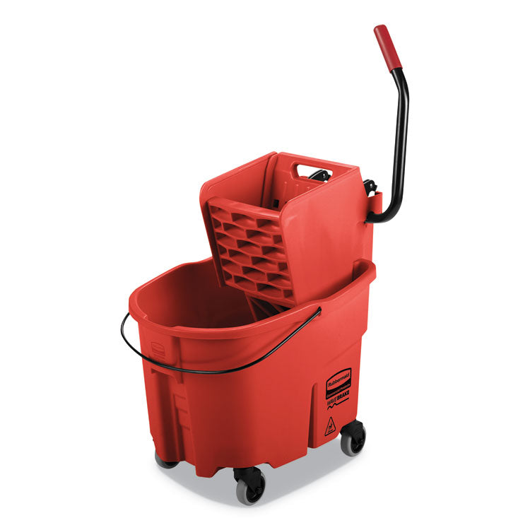 Rubbermaid Commercial - WaveBrake 2.0 Bucket/Wringer Combos, Side-Press, 35 qt, Plastic, Red