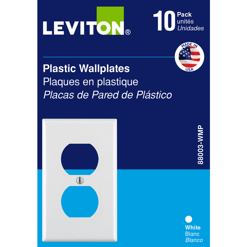 LEVITON MFG. CO. - Leviton White 1 gang Thermoset Plastic Duplex Wall Plate 10 pc