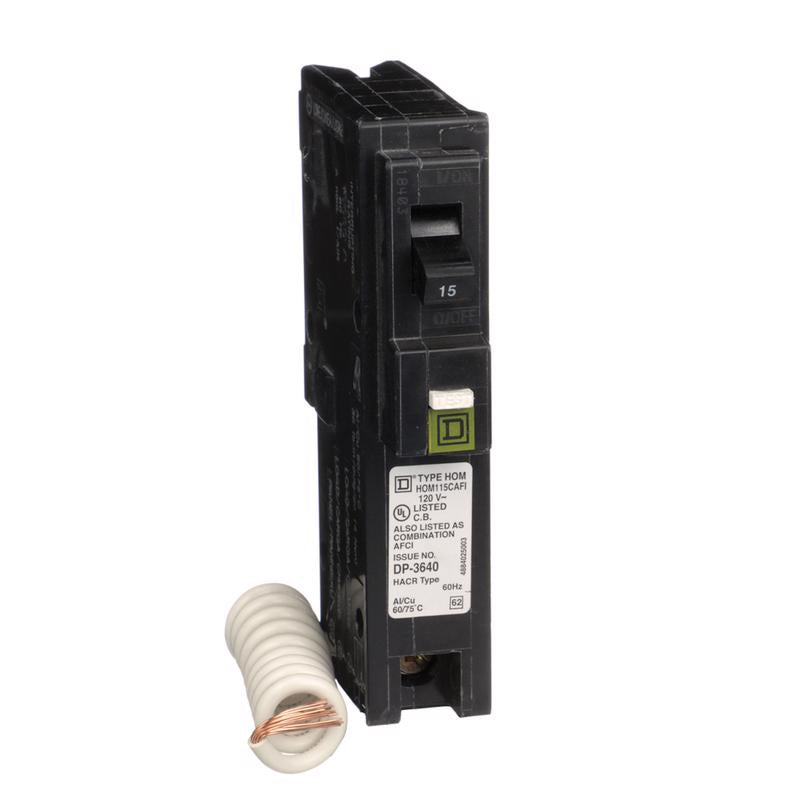 SQUARE D - Square D HomeLine 15 amps Arc Fault/Plug In Single Pole Circuit Breaker