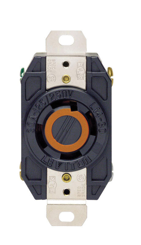 LEVITON - Leviton V-0-MAX 30 amps 125/250 V Single Black Locking Receptacle L14-30R 1 pk