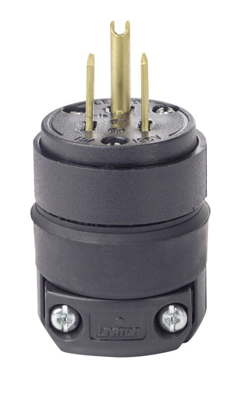 LEVITON - Leviton Residential Rubber Ground/Straight Blade Plug 5-15P 18-12 AWG 2 Pole 3 Wire [C20-515PR-000]