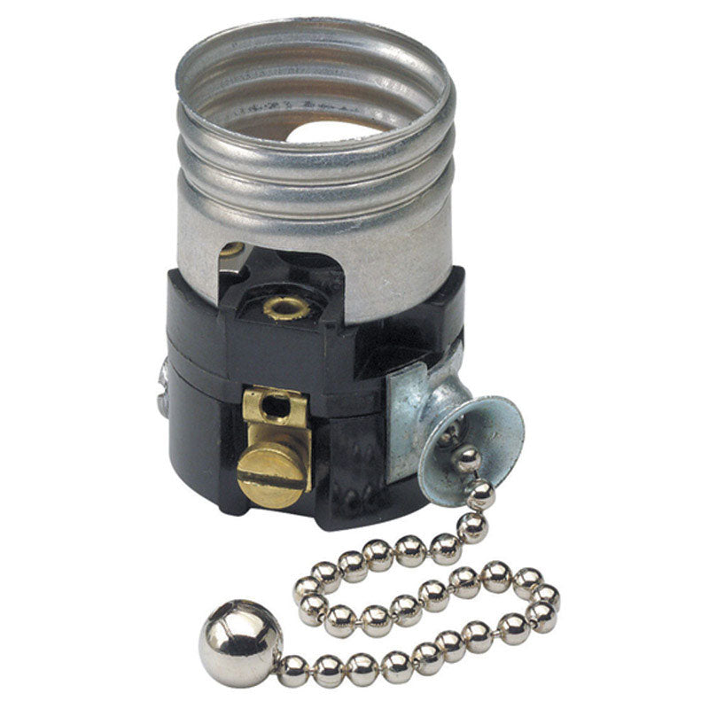 LEVITON - Leviton Aluminum Incandescent Medium Base Pull Chain Socket 1 pk [C21-19980-00M]