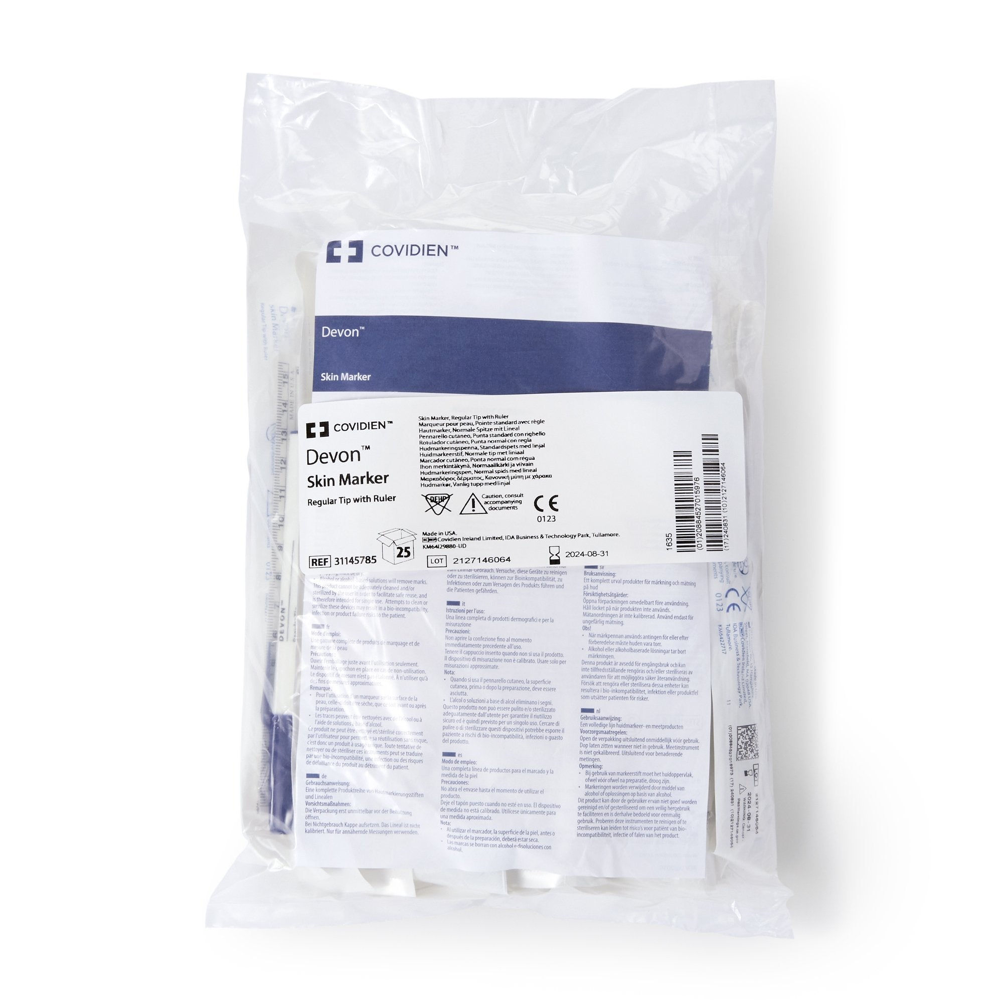 Cardinal - Skin Marker with Ruler Devon™ Gentian Violet Ink Sterile Full Size Regular Tip [100/CS]