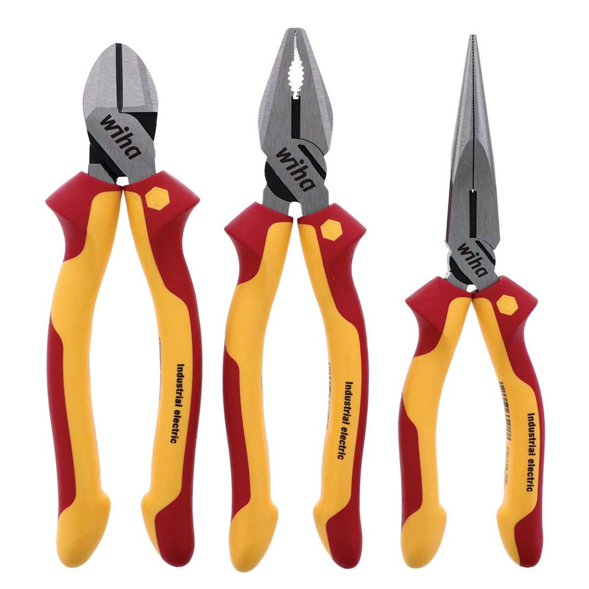 Wiha Insulated Industrial Pliers-Cutters Set - 3 Piece Set