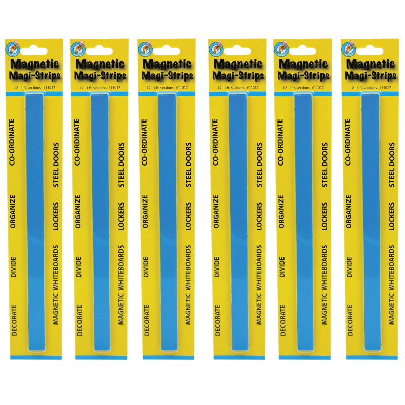 ASHLEY PRODUCTIONS - Magnetic Magi-Strips, Blue, 12 Feet Per Pack, 6 Packs