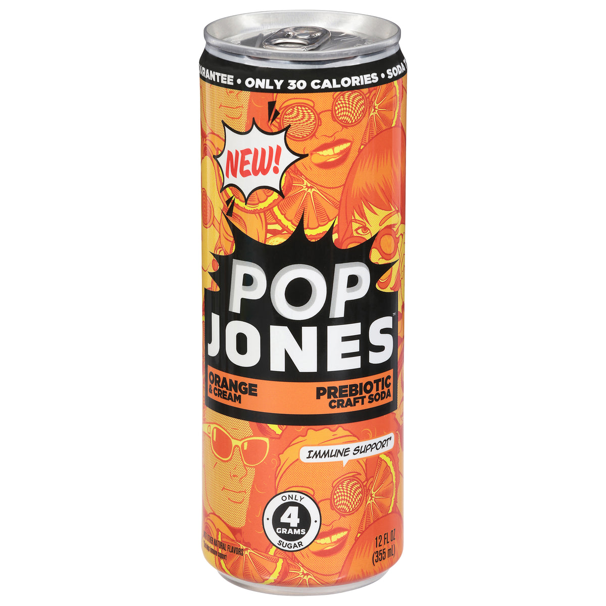 Pop Jones Orange & Cream Prebiotic Craft Soda 12 fl oz - Case of 12