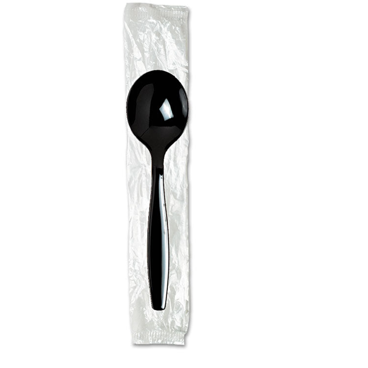 Dixie - Individually Wrapped Heavyweight Soup Spoons, Polystyrene, Black, 1,000/Carton
