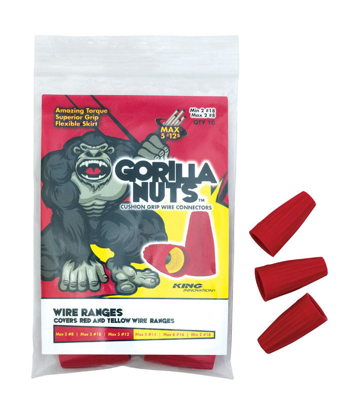 KING INNOVATION - King Innovation Gorilla Nuts 18-8 AWG Copper Wire Wire Connector Red/Yellow 10 pk