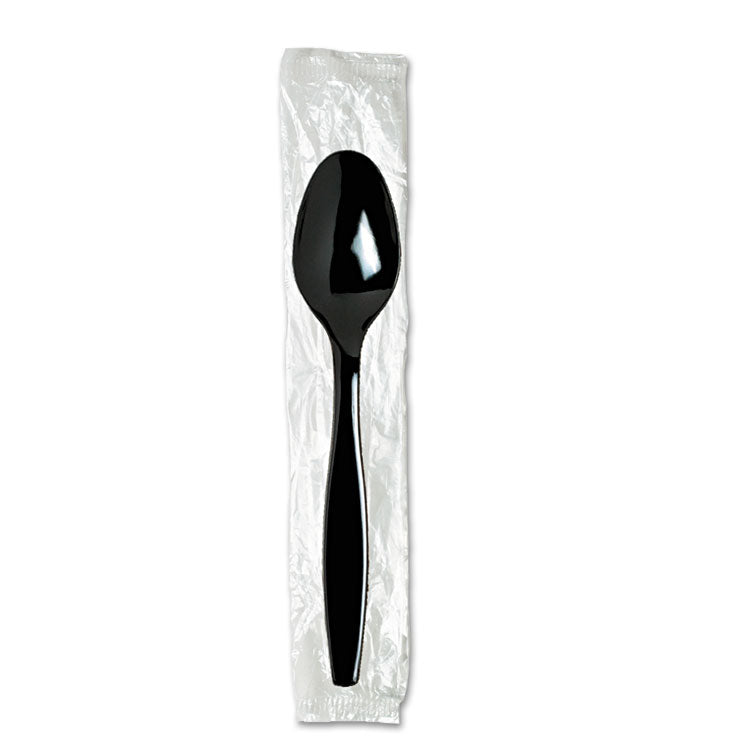 Dixie - Individually Wrapped Heavyweight Teaspoons, Polystyrene, Black 1,000/Carton
