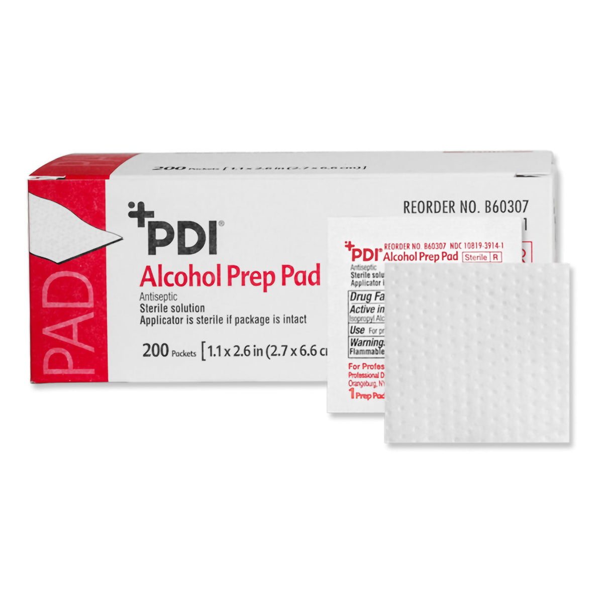 Professional Disposables - Alcohol Prep Pad PDI® 70% Strength Isopropyl Alcohol Individual Packet Medium Sterile [200/BX]