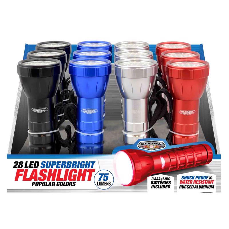 BLAZING LEDZ - Blazing LEDz 28 LED 160 lm Assorted LED Flashlight AAA Battery - Case of 12