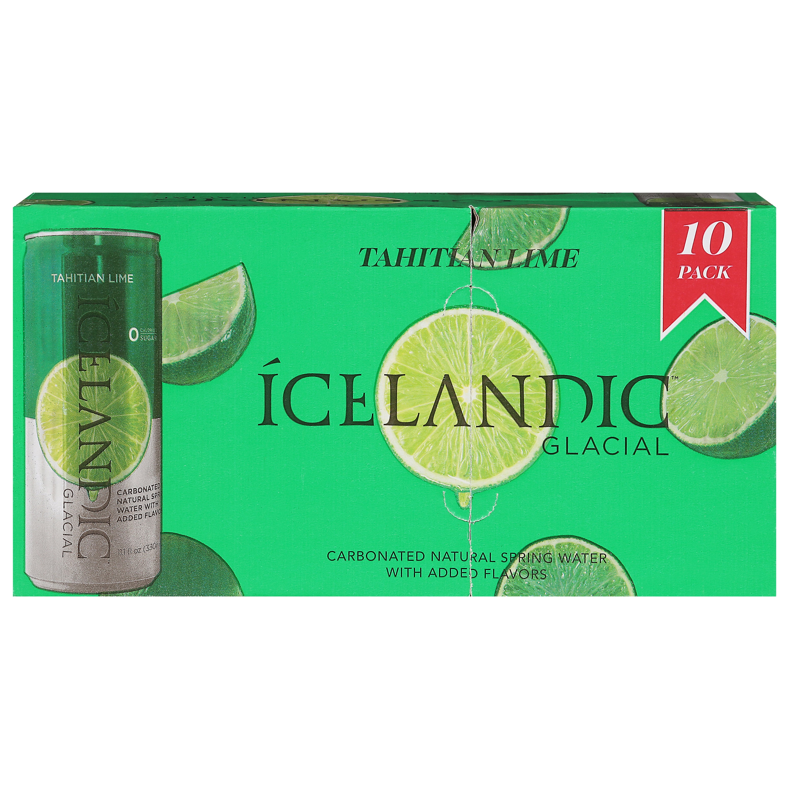 Icelandic Glacial Carbonated Natural Tahitian Lime Spring Water 10 - 330 ml Cans - Case of 1