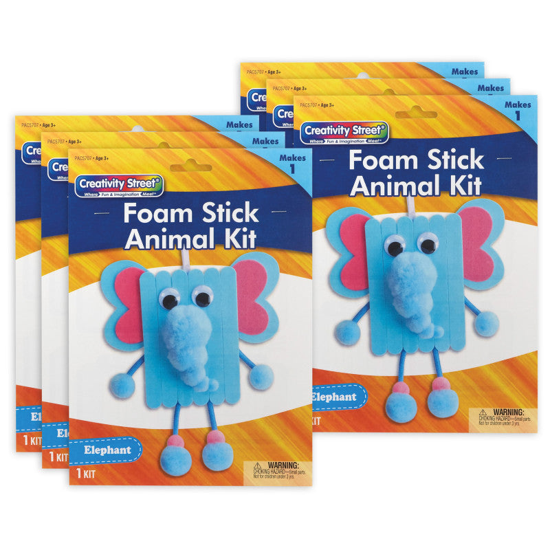 CREATIVITY STREET - Foam Stick Animal Kit, Elephant, 7.75" x 11" x 1.25", 6 Kits
