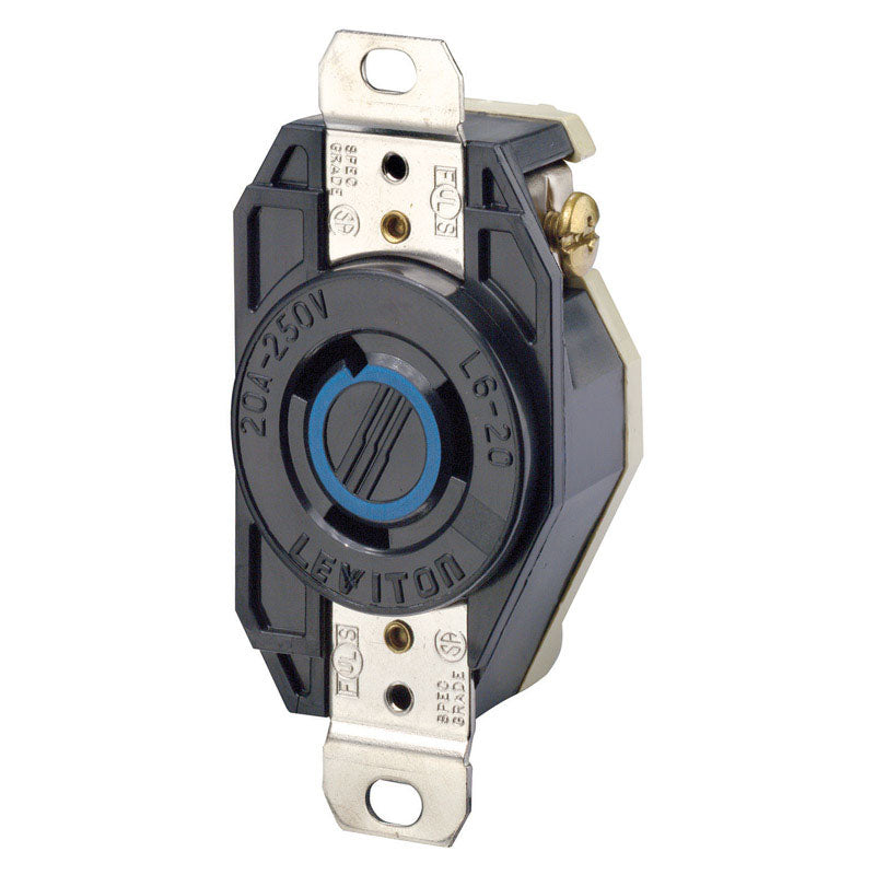LEVITON - Leviton V-0-MAX 20 amps 250 V Single Black Locking Receptacle L6-20R 1 pk