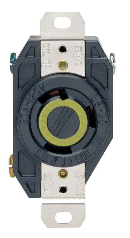 LEVITON - Leviton V-0-MAX 30 amps 125 V Single Black Locking Receptacle L5-30R 1 pk