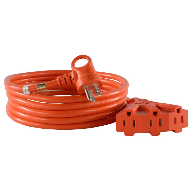 CONNTEK - Conntek Indoor or Outdoor 12 ft. L Orange Triple Outlet Cord 14/3 SJTW