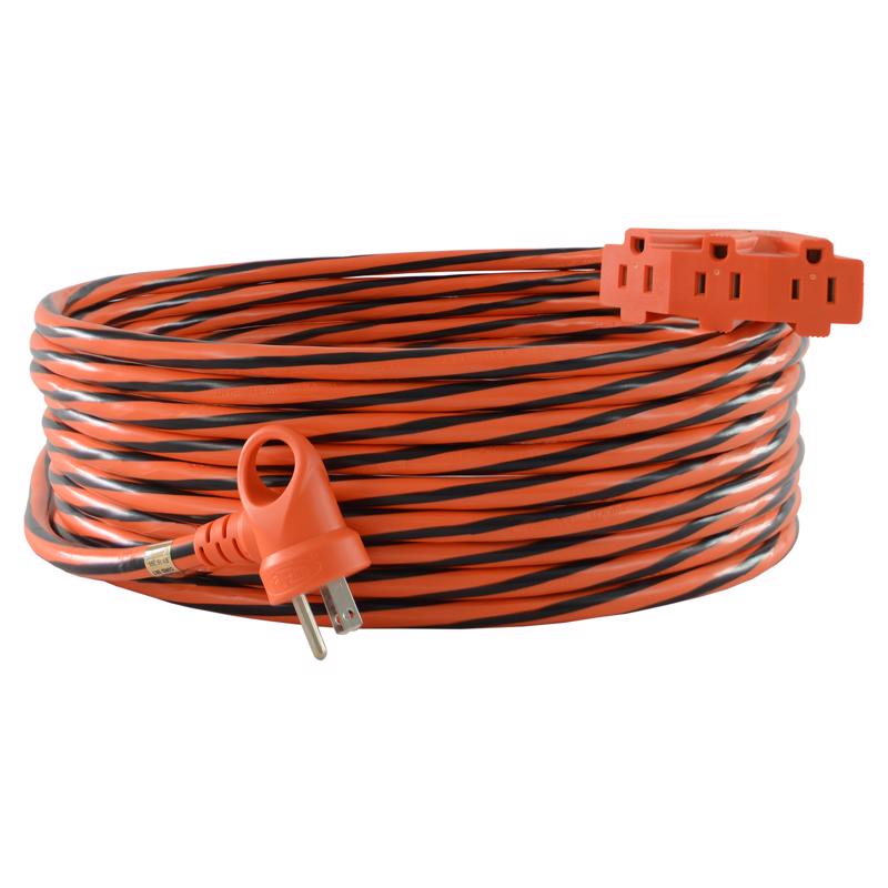 CONNTEK - Conntek Indoor or Outdoor 50 ft. L Black/Orange Triple Outlet Cord 12/3 SJTW