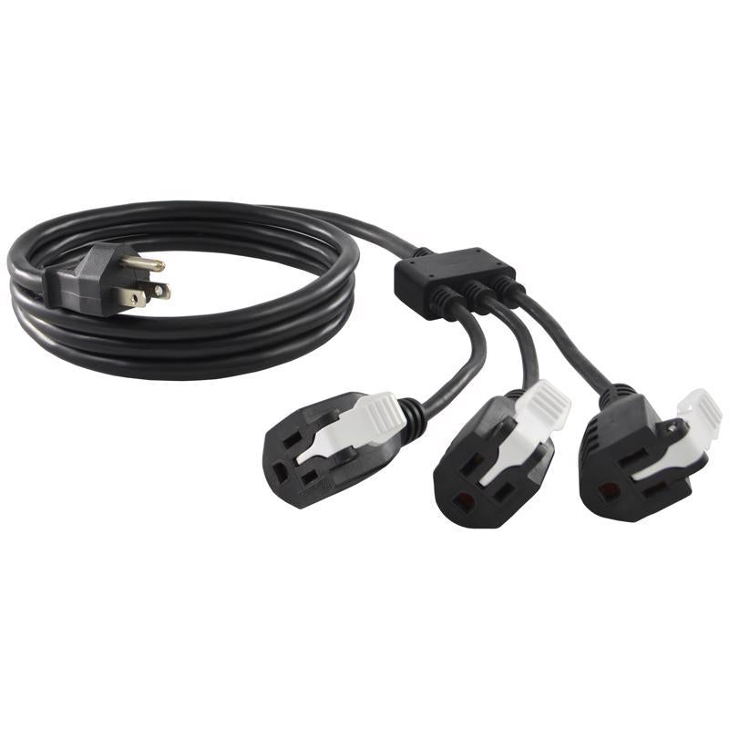 CONNTEK - Conntek Indoor 6 ft. L Black 1 to 3 Outlet Cord 14/3 SJT 18/3 SVT