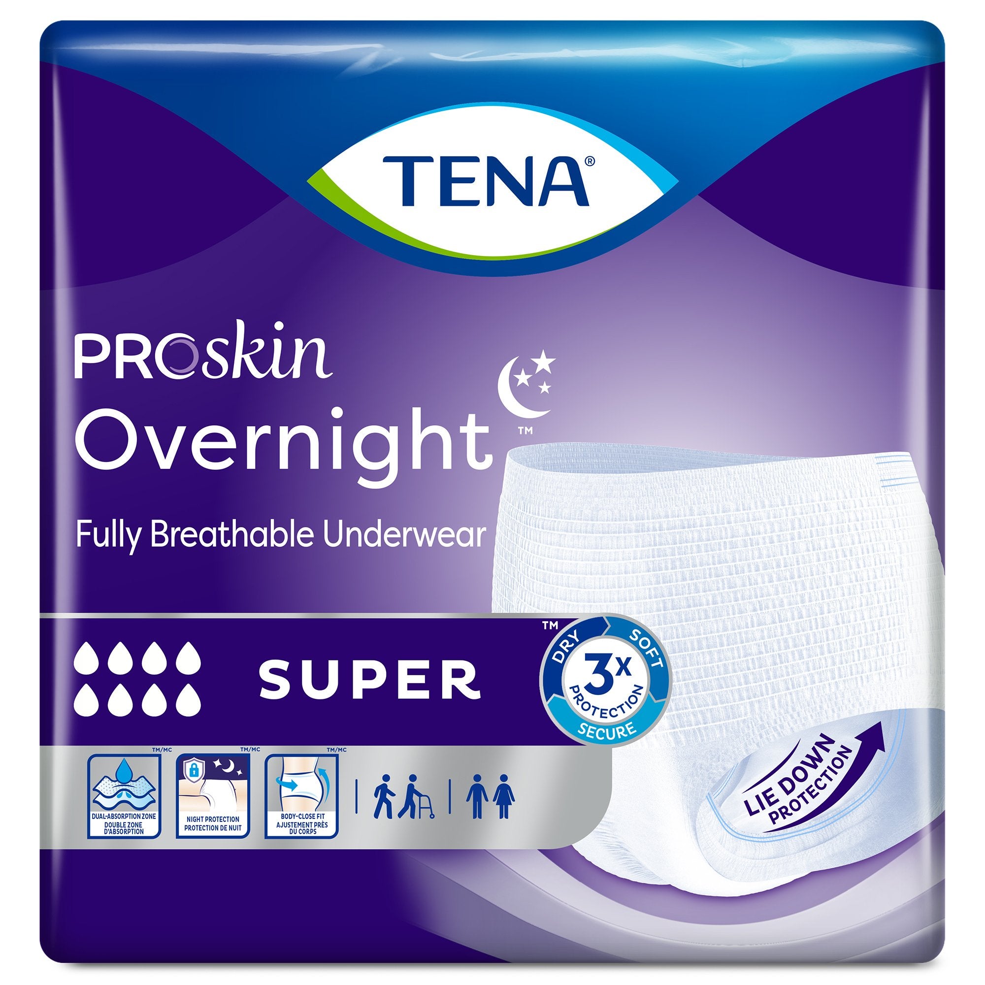 Essity HMS North America Inc - Unisex Adult Absorbent Underwear TENA ProSkin Overnight™ Super Pull On with Tear Away Seams X-Large Disposable Heavy Absorbency [12/BG]