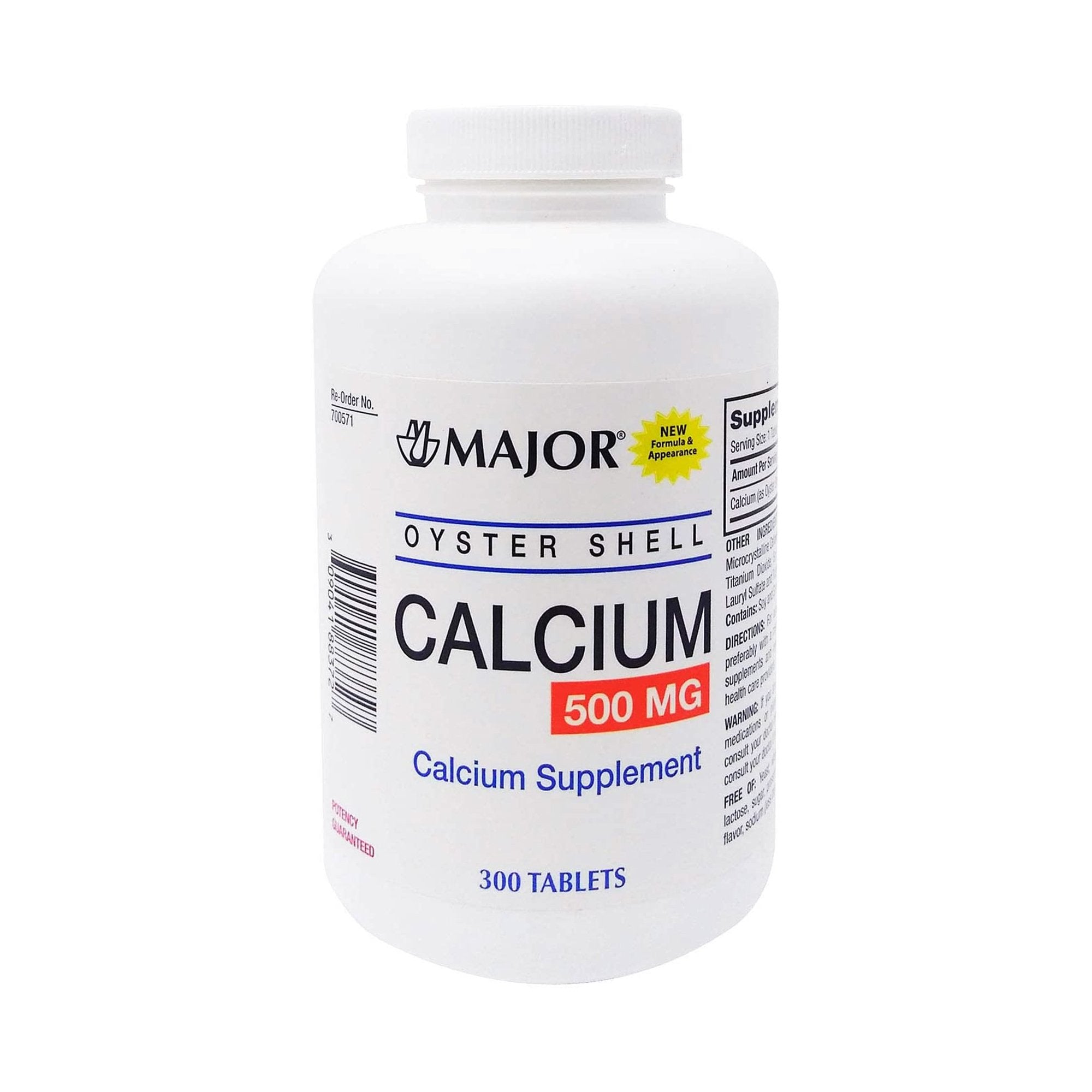 Major Pharmaceuticals - Joint Health Supplement Major® Oyster Shell Oyster Shell Calcium 500 mg Strength Tablet 300 per Bottle [1/BT]