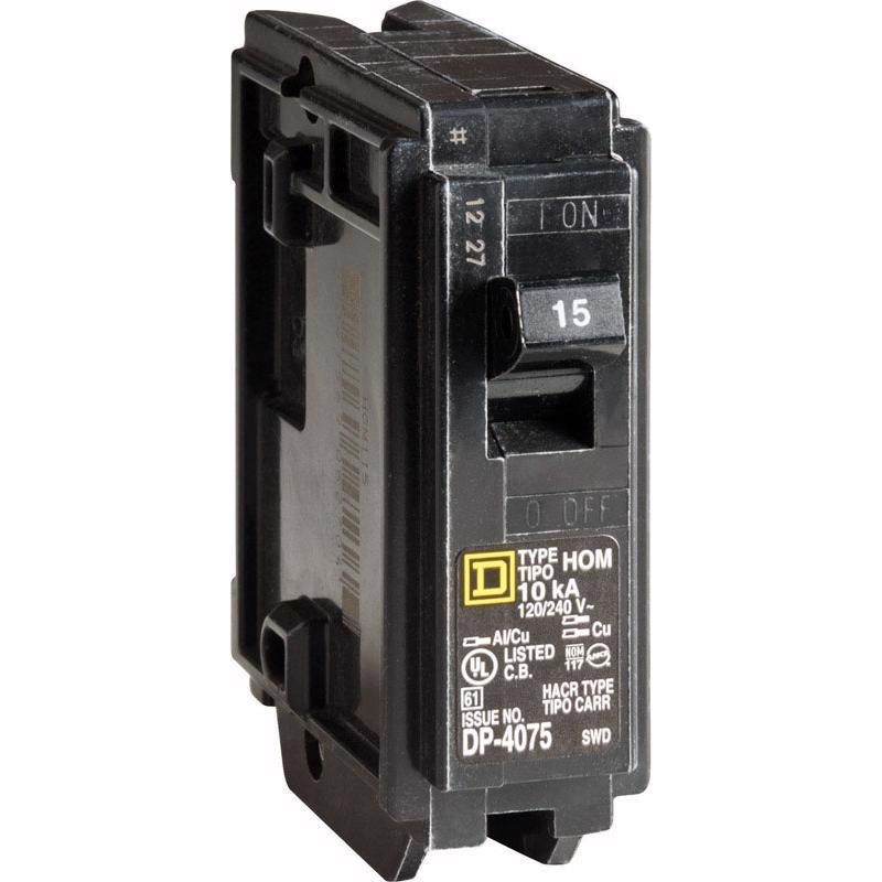 SQUARE D - Square D Homeline 15 amps Plug In Single Pole Miniature Circuit Breaker