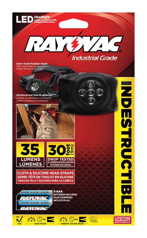 RAYOVAC - Rayovac Workhorse Pro 35 lm Black LED Headlight AAA Battery