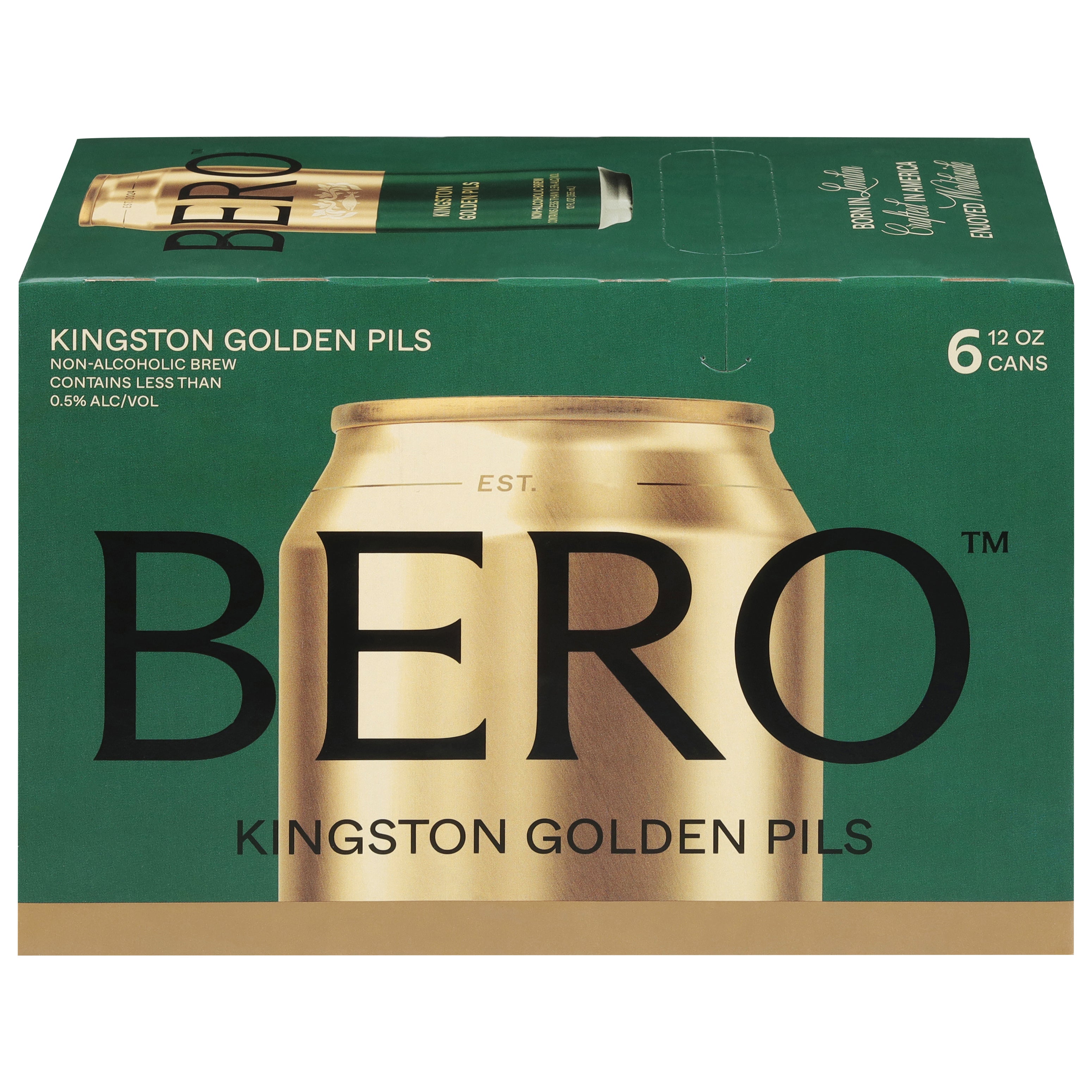 Bero Non-Alcoholic Kingston Golden Pils Beer 6 - 12 oz Cans - Case of 4