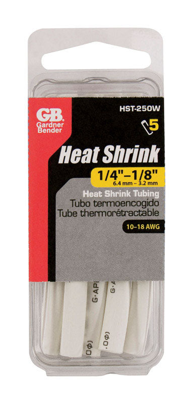 GARDNER BENDER - Gardner Bender 1/4 in. D Heat Shrink Tubing White 5 pk