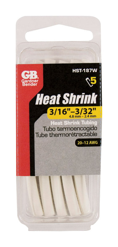 GARDNER BENDER - Gardner Bender 3/16 in. D Heat Shrink Tubing White 5 pk