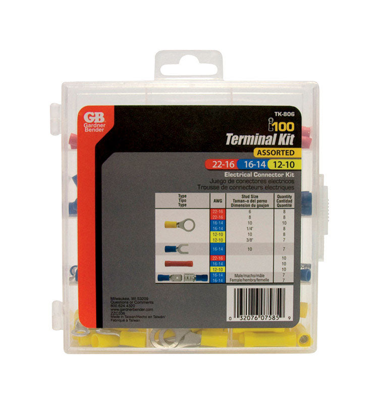 GARDNER BENDER - Gardner Bender 22-10 Ga. Insulated Wire Terminal Kit with Reusable Case Assorted 100 pk