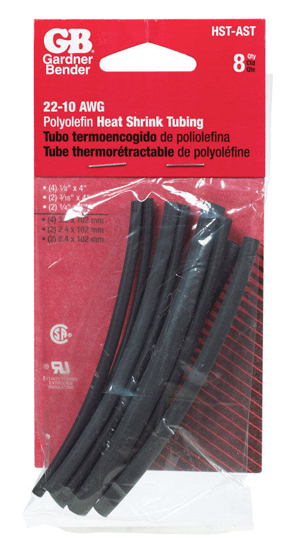GARDNER BENDER - Gardner Bender Heat Shrink Tubing Black 8 pk