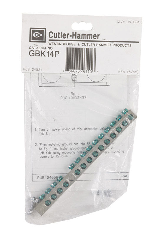 CUTLER HAMMER - Eaton Cutler-Hammer 0 amps N/A V 14 space 14 circuits Bolt-On Mount Ground Bar Kit