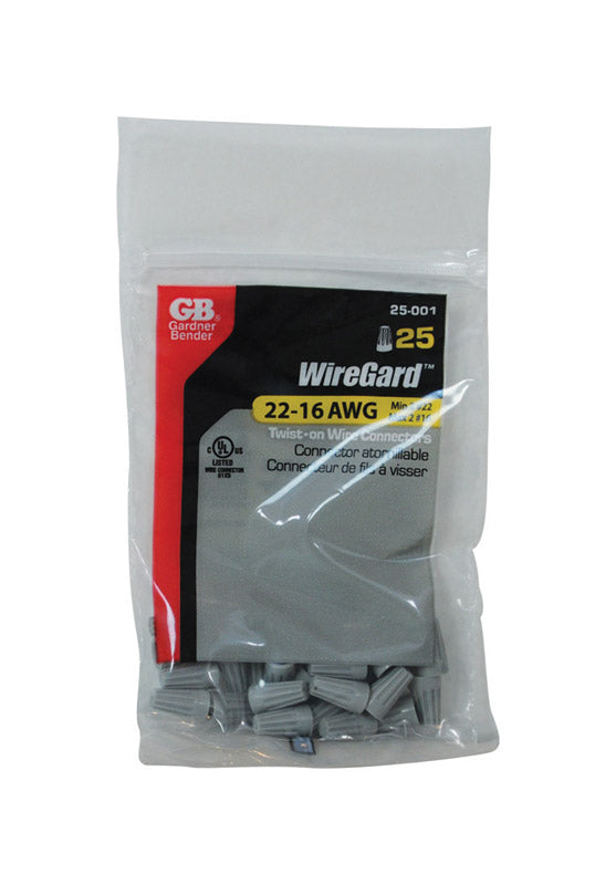 GARDNER BENDER - Gardner Bender WireGard 22-16 Ga. Copper Wire Wire Connector Gray 25 pk
