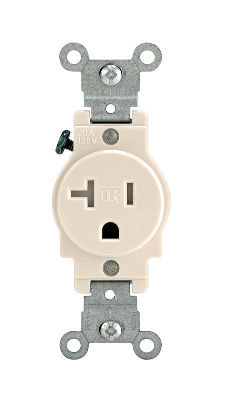LEVITON - Leviton 20 amps 125 V Single Light Almond Outlet 5-20R 1 pk